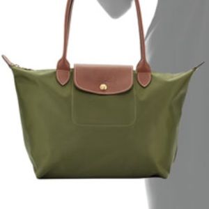 Olive Green Longchamp Nylon Tote Purse